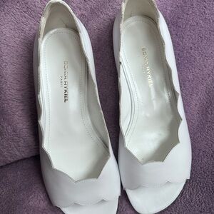 Sonia Rykiel White Scalloped Leather Women’s Flats